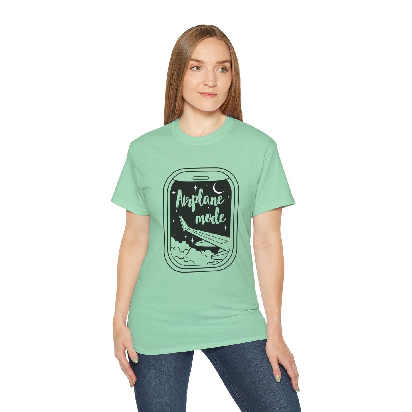 Airplane Mode Window View T-Shirt – Light Colored Unisex Tee