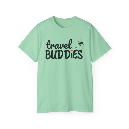 Travel Buddies T-Shirt – Light Colored Unisex Tee with Heart Trail
