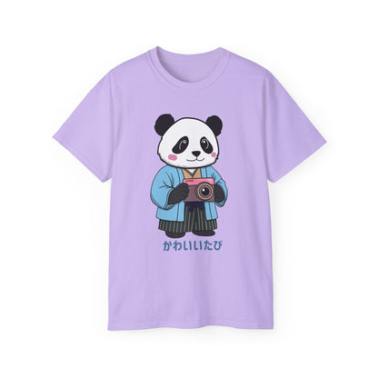 Kawaii Panda Photographer Unisex T-Shirt - Light Color Tee