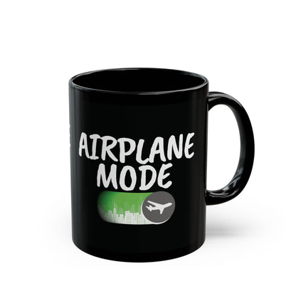 Airplane Mode Mug – Silhouette Skyline Design (Black)