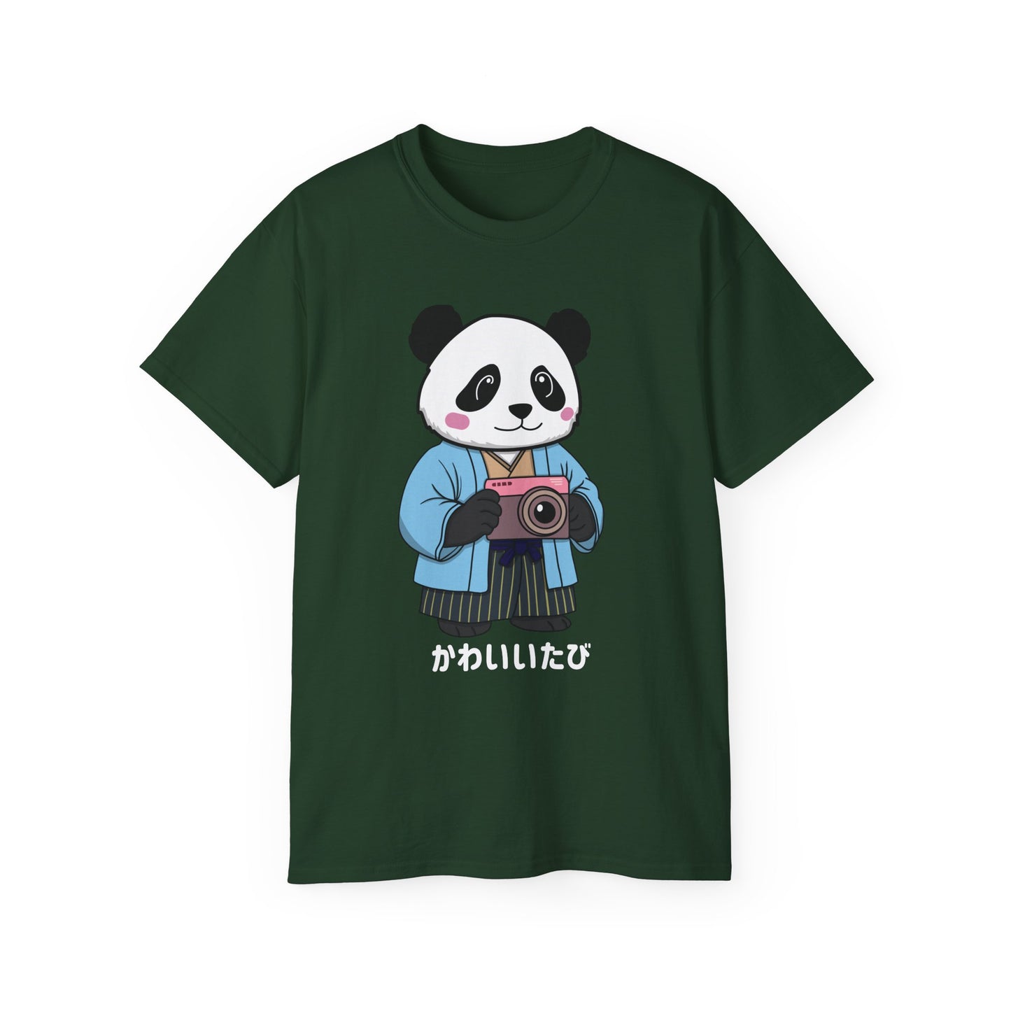 Kawaii Panda Photographer Unisex T-Shirt - Dark Color Tee