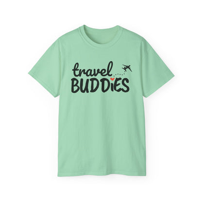 Travel Buddies T-Shirt – Light Colored Unisex Tee with Heart Trail
