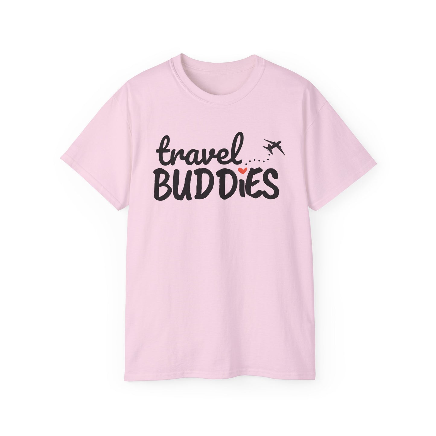 Travel Buddies T-Shirt – Light Colored Unisex Tee with Heart Trail