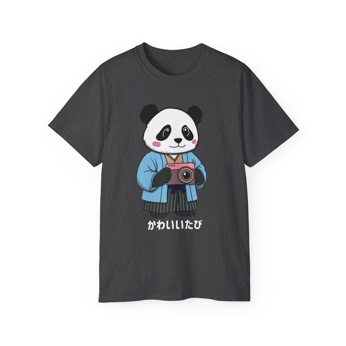 Kawaii Panda Photographer Unisex T-Shirt - Dark Color Tee