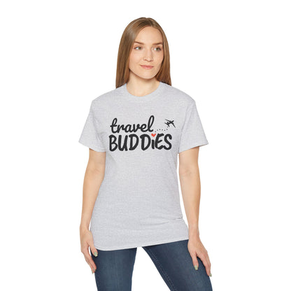 Travel Buddies T-Shirt – Light Colored Unisex Tee with Heart Trail
