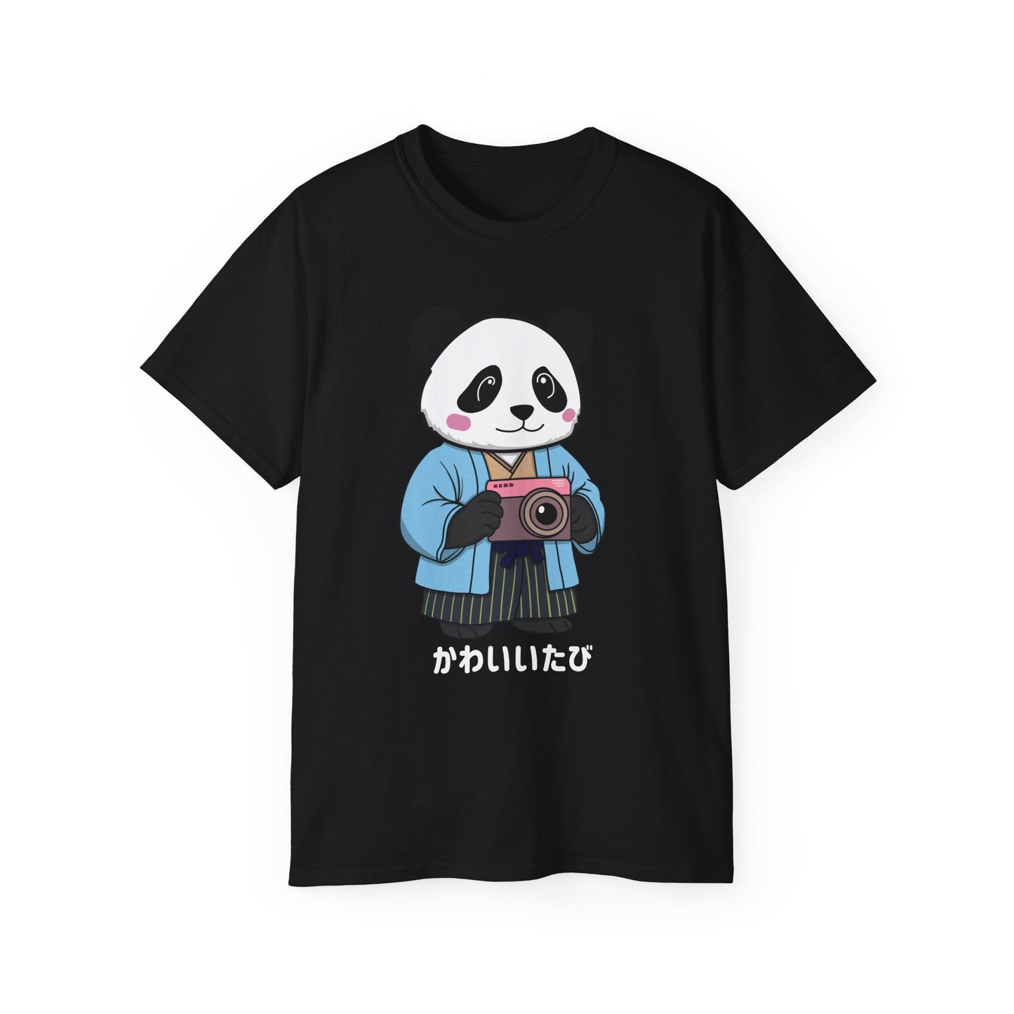Kawaii Panda Photographer Unisex T-Shirt - Dark Color Tee