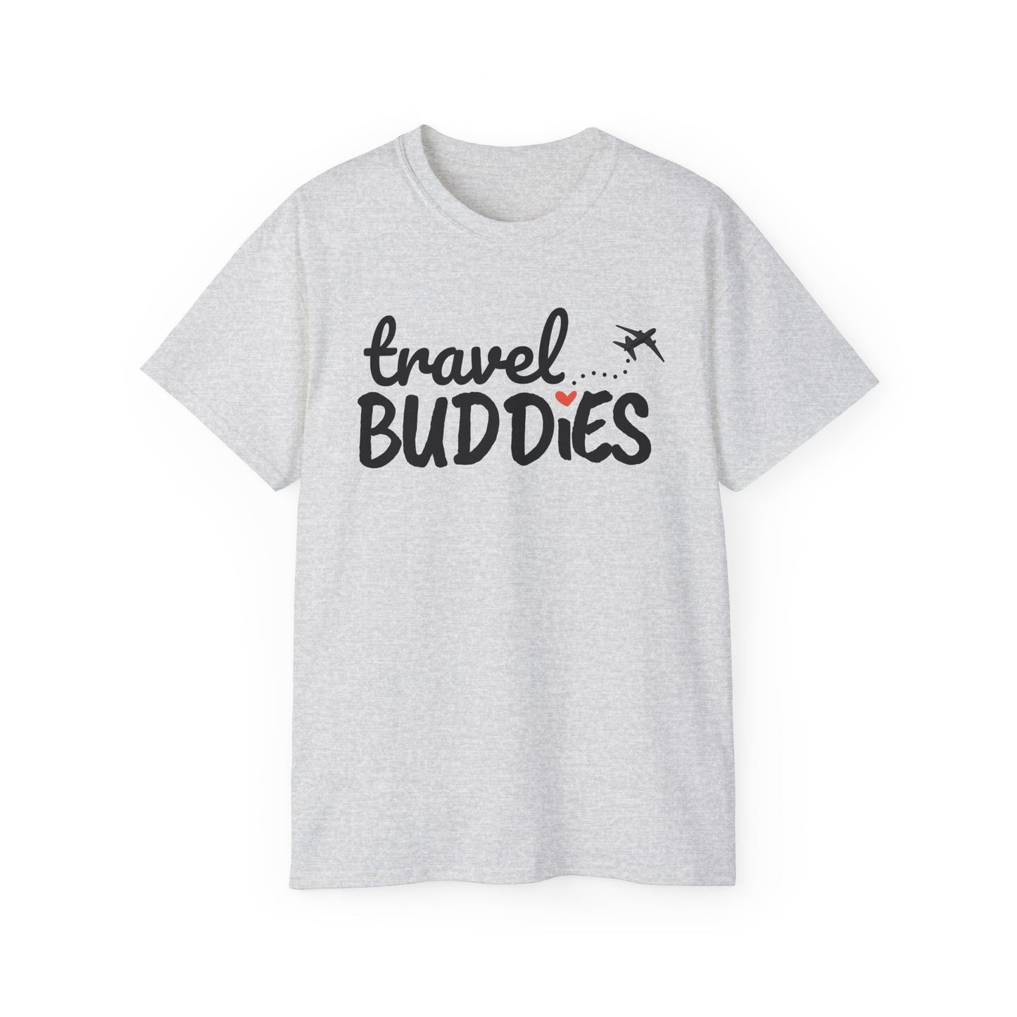 Travel Buddies T-Shirt – Light Colored Unisex Tee with Heart Trail