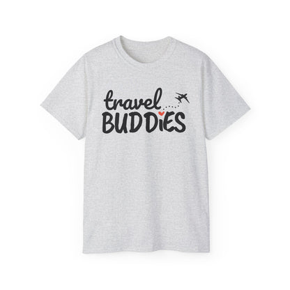 Travel Buddies T-Shirt – Light Colored Unisex Tee with Heart Trail