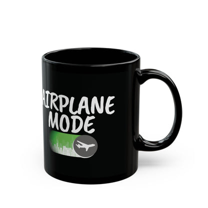Airplane Mode Mug – Silhouette Skyline Design (Black)