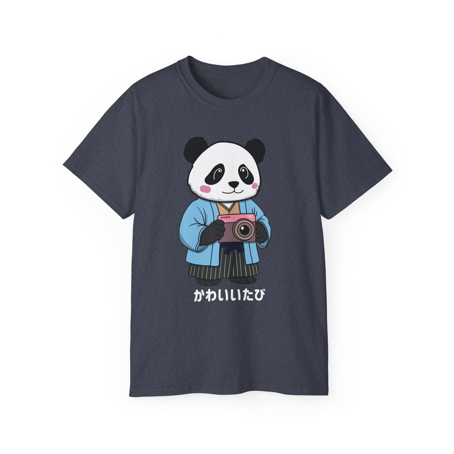 Kawaii Panda Photographer Unisex T-Shirt - Dark Color Tee