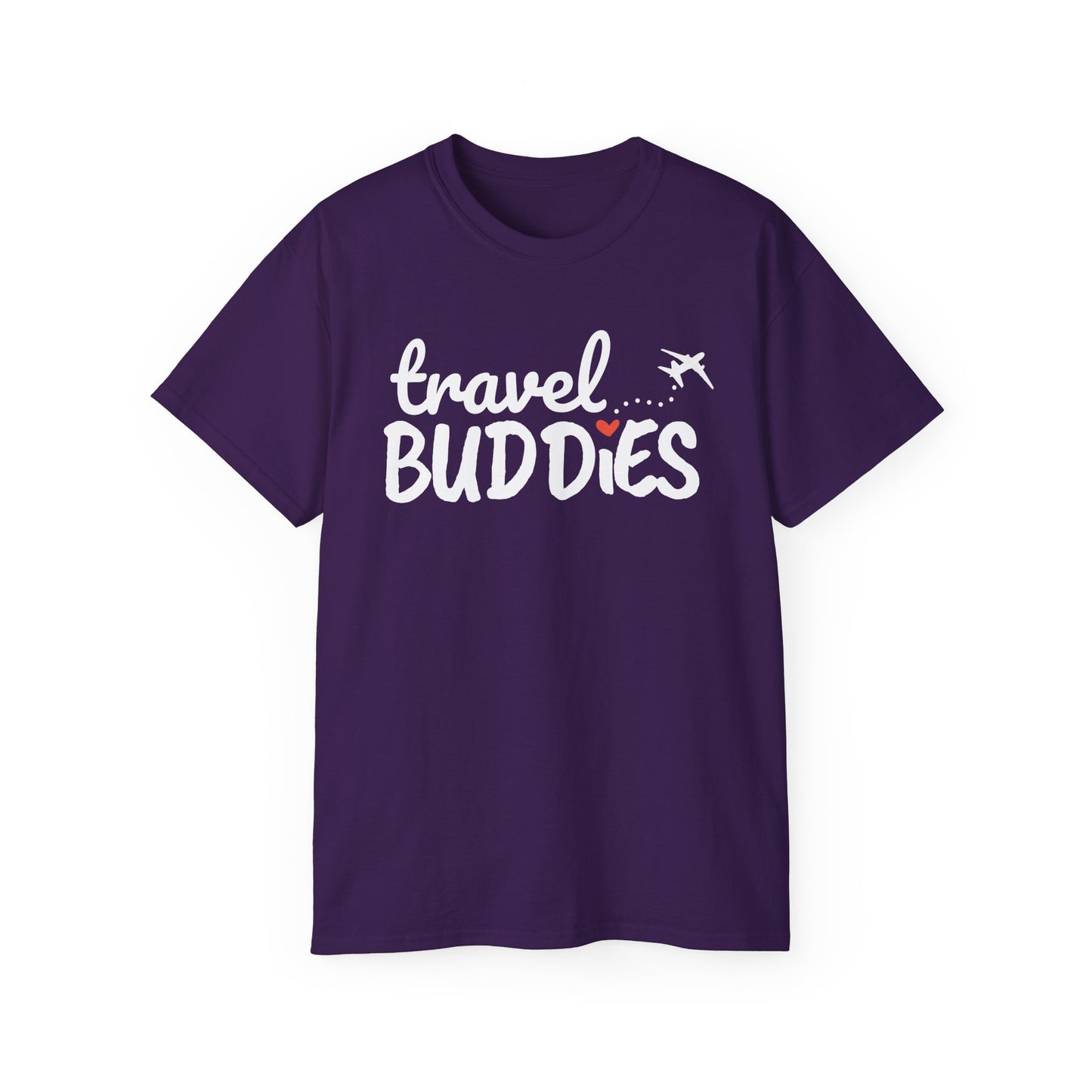 Travel Buddies T-Shirt – Dark Colored Unisex Tee with Heart Trail