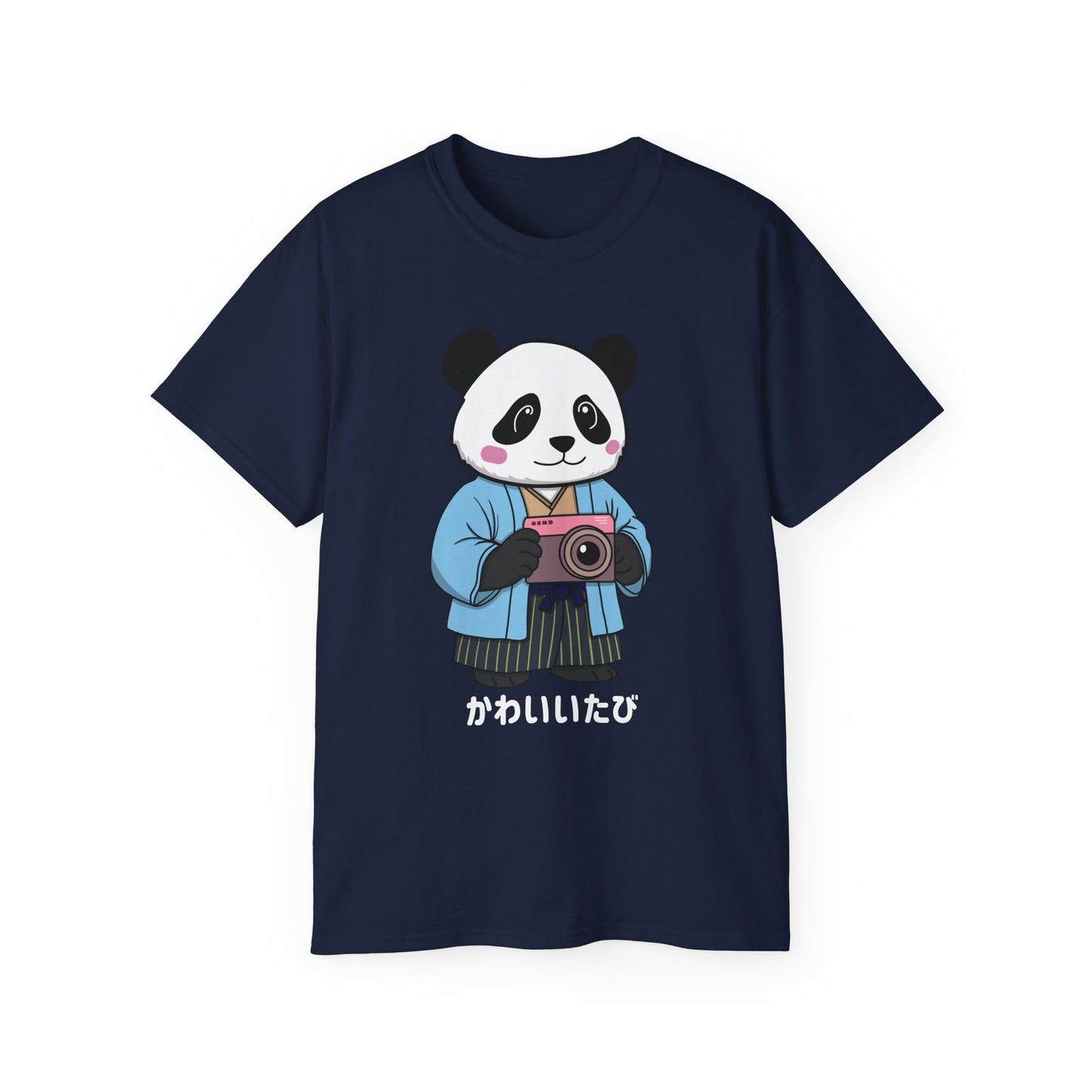 Kawaii Panda Photographer Unisex T-Shirt - Dark Color Tee