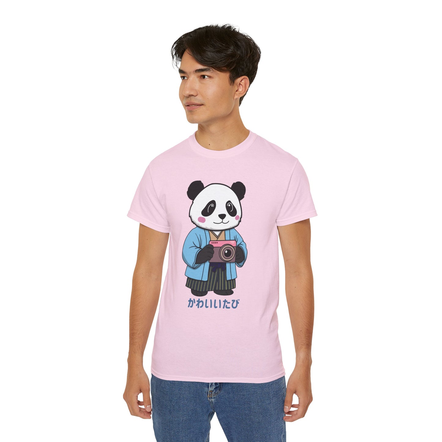 Kawaii Panda Photographer Unisex T-Shirt - Light Color Tee