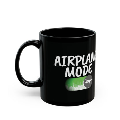 Airplane Mode Mug – Silhouette Skyline Design (Black)