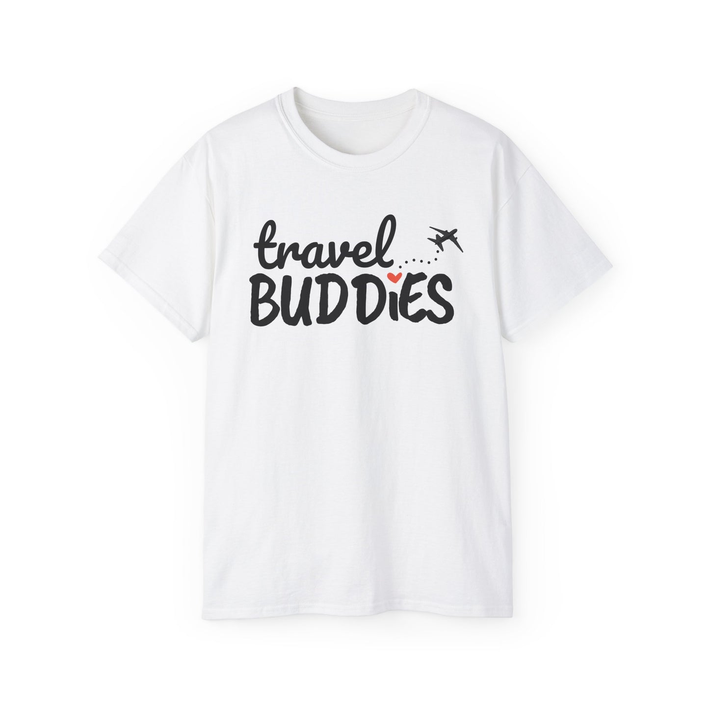 Travel Buddies T-Shirt – Light Colored Unisex Tee with Heart Trail