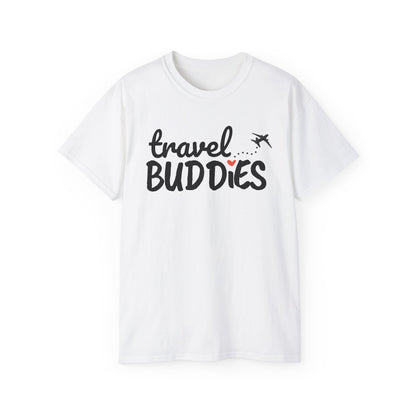 Travel Buddies T-Shirt – Light Colored Unisex Tee with Heart Trail