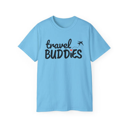 Travel Buddies T-Shirt – Light Colored Unisex Tee with Heart Trail