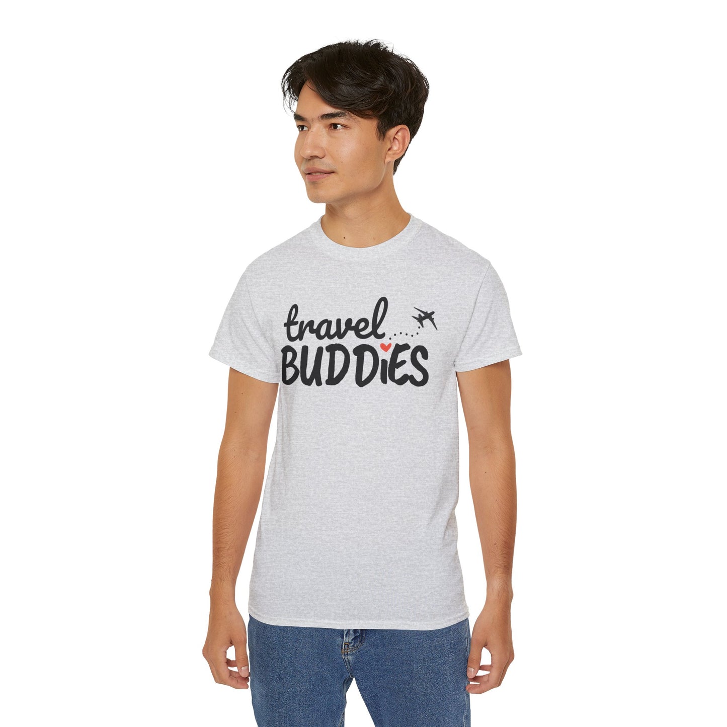 Travel Buddies T-Shirt – Light Colored Unisex Tee with Heart Trail