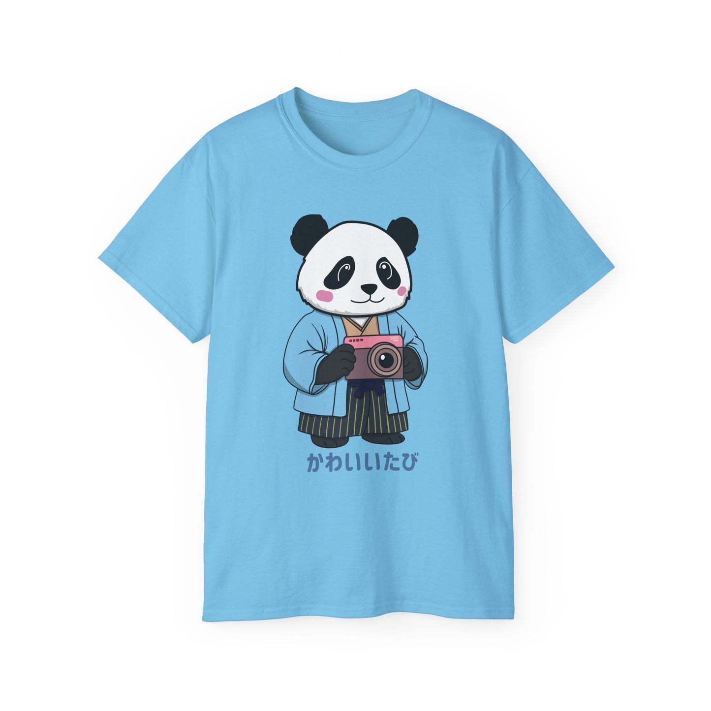Kawaii Panda Photographer Unisex T-Shirt - Light Color Tee