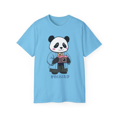 Kawaii Panda Photographer Unisex T-Shirt - Light Color Tee